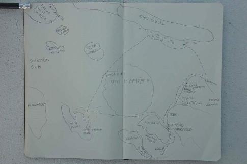 Solomon Is - map of route